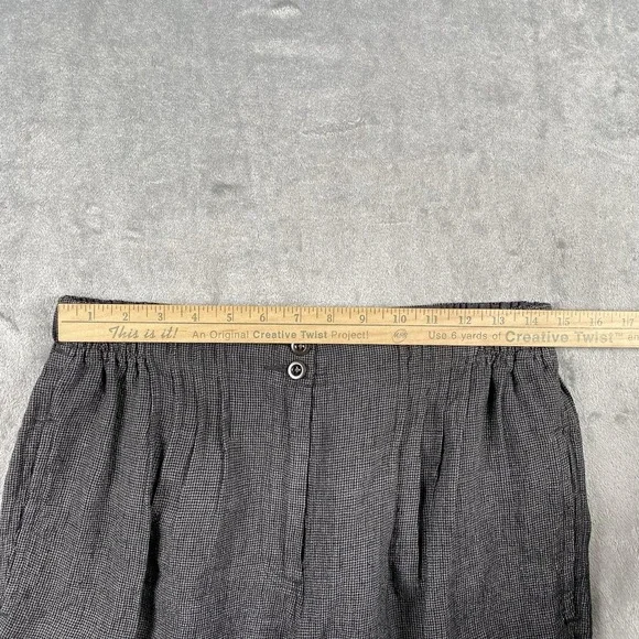 POETRY Pants Womens Sz 8 Grey Linen Tapered Trousers Crop Pleated Houndstooth - Picture 12 of 13
